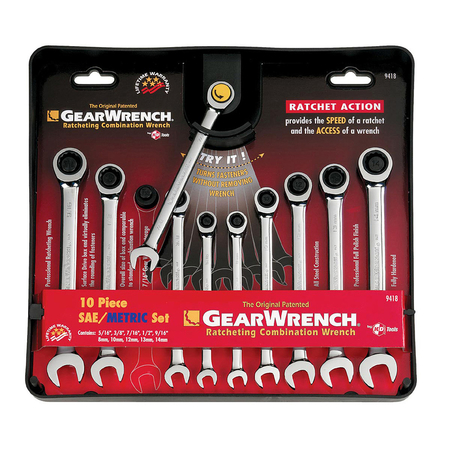 GEARWRENCH Ratch Cmbo Wrnch St 10Pc 9418